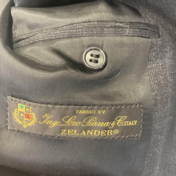 Victor International Loro Piana Zelander Wool Blazer Mens 46R Gray Blue Plaid - Picture 6 of 16